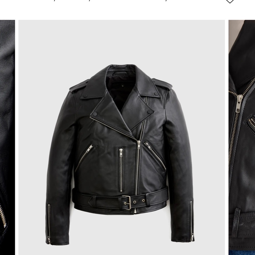 Quince Women’s Leather Motorcycle Jacket Size Large - Picture 2 of 3